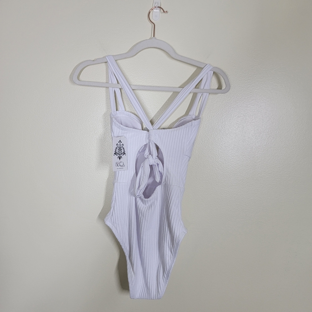 NWT Becca Swim Line In The Sand Ribbed One Piece White Size Medium - Picture 5 of 8